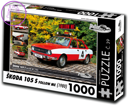 RETRO-AUTA Puzzle č. 39 Škoda 105 S Follow Me (1980) 1000 dílků