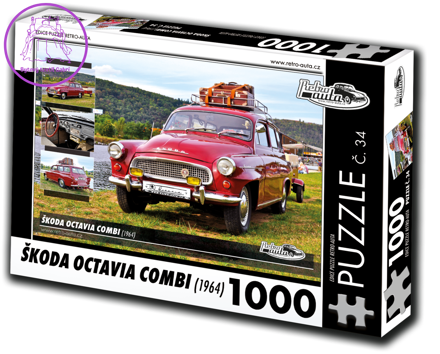 RETRO-AUTA Puzzle č. 34 Škoda Octavia Combi (1964) 1000 dílků