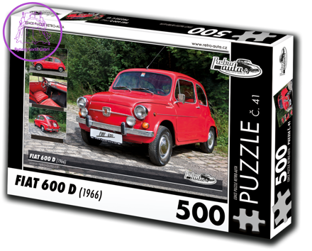 RETRO-AUTA Puzzle č. 41 Fiat 600 D (1966) 500 dílků