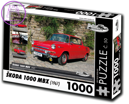 RETRO-AUTA Puzzle č. 50 Škoda 1000 MBX (1967) 1000 dílků