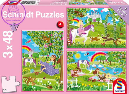 SCHMIDT Puzzle Princezny v zámecké zahradě 3x48 dílků