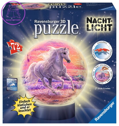RAVENSBURGER Svítící puzzleball Kůň na pláži 72 dílků