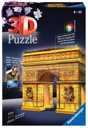 RAVENSBURGER Svítící 3D puzzle Noční edice Vítězný oblouk 216 dílků