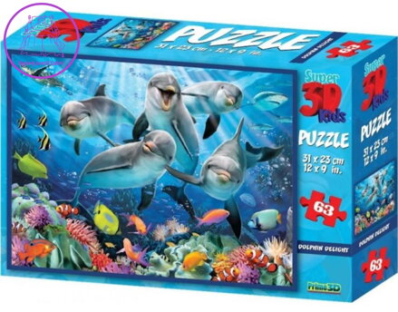 PRIME 3D Puzzle Delfíní radost 3D 63 dílků