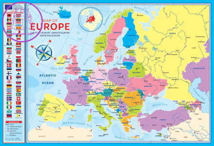 EUROGRAPHICS Puzzle Mapa Evropy 200 dílků