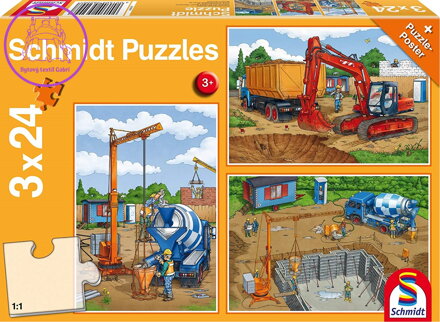 SCHMIDT Puzzle Na staveništi 3x24 dílků