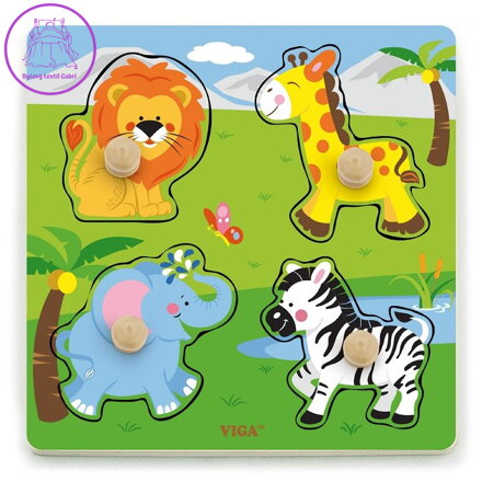 VIGA Dřevěná vkládačka Zvířátka ze zoo