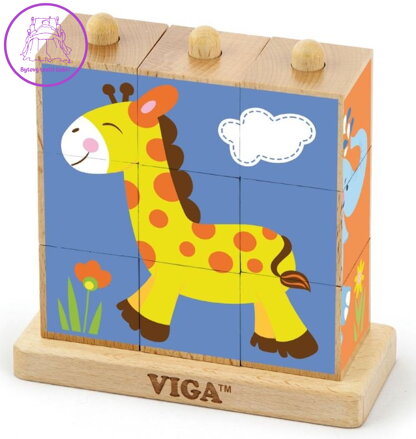 VIGA Nasouvací kostky Safari, 9 kostek