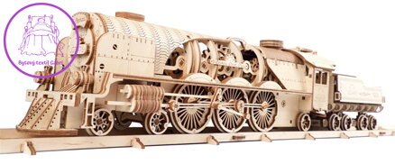 UGEARS 3D puzzle Lokomotiva V-Express s vagónem 538 dílků
