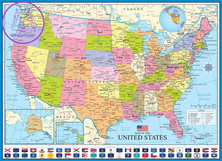 EUROGRAPHICS Puzzle Politická mapa USA 1000 dílků