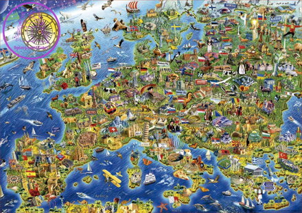 EDUCA Puzzle Šílená mapa Evropy 500 dílků