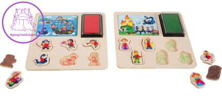 SMALL FOOT Razítková vkládačka + Puzzle: Piráti a Princezny 2v1