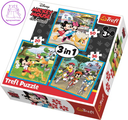 TREFL Puzzle Mickey Mouse a přátelé 3v1 (20,36,50 dílků)