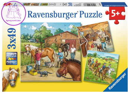 RAVENSBURGER Puzzle Den u koní 3x49 dílků