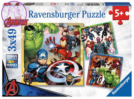 RAVENSBURGER Puzzle Avengers 3x49 dílků
