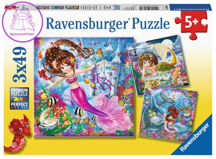 RAVENSBURGER Puzzle Kouzelné mořské panny 3x49 dílků