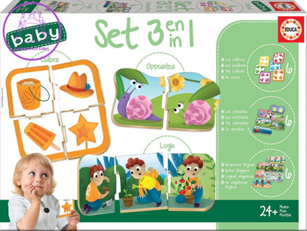 EDUCA Baby puzzle set Barvy, posloupnost a protiklady 3v1
