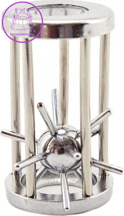 Kovový hlavolam Ježek v kleci (chromovaný)