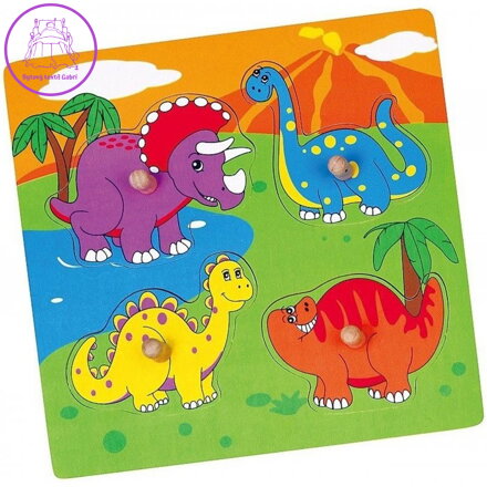 VIGA Dřevěná vkládačka Barevní dinosauři