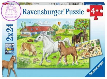 RAVENSBURGER Puzzle Ve stájích 2x24 dílků