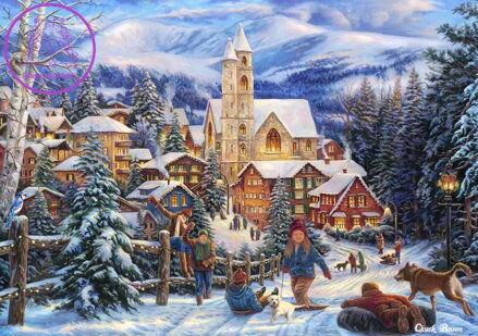 BLUEBIRD Puzzle Sáňkování u města 1500 dílků