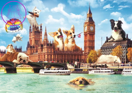 TREFL Puzzle Legrační města: Psi v Londýně 1000 dílků