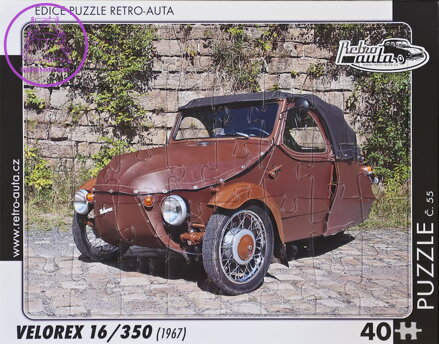 RETRO-AUTA Puzzle č.55 Velorex 16,350 (1967) 40 dílků