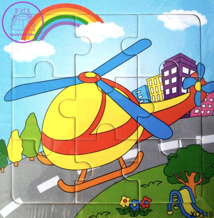 Dřevěné puzzle Helikoptéra 9 dílků