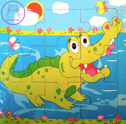 Dřevěné puzzle Krokodýl 9 dílků