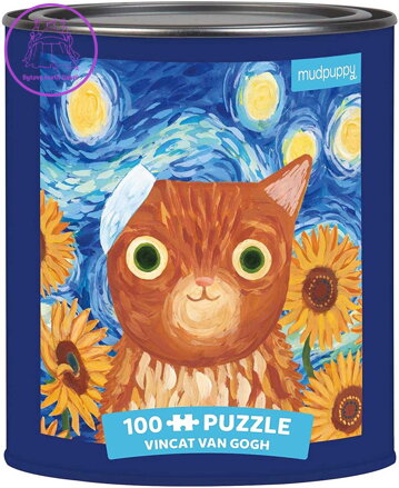MUDPUPPY Puzzle v plechovce Artsy Cats: Vincat Van Gogh 100 dílků
