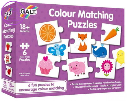 GALT Puzzle Barevné trojice 6x3 dílky