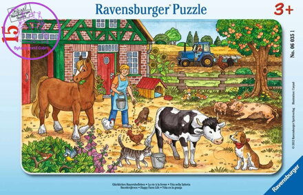 RAVENSBURGER Puzzle Šťastný život na statku 15 dílků
