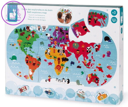 JANOD Puzzle do vany Mapa světa 28 dílků