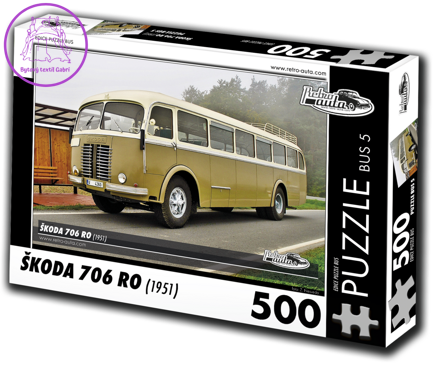 RETRO-AUTA Puzzle BUS č. 5 Škoda 706 RO (1951) 500 dílků