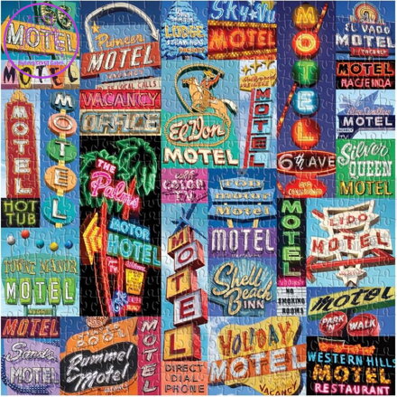 GALISON Čtvercové puzzle Motelové poutače 500 dílků