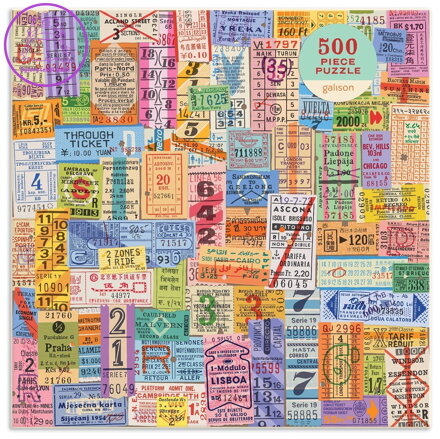 GALISON Čtvercové puzzle Staré cestovní lístky 500 dílků