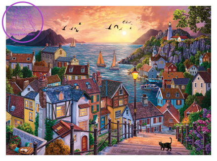 ANATOLIAN Puzzle Pobřežní město při západu slunce 1000 dílků