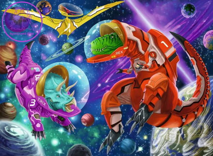 RAVENSBURGER Puzzle Dinosauři ve vesmíru XXL 200 dílků