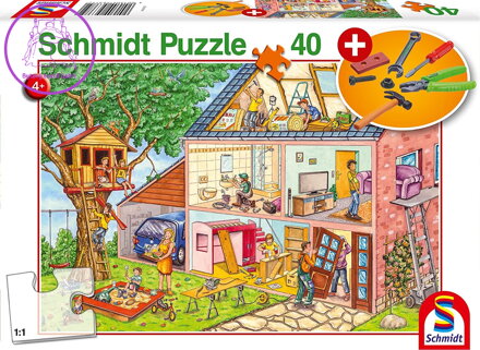 SCHMIDT Puzzle Pracovití řemeslníci 40 dílků + dětské nářadí