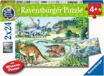 RAVENSBURGER Puzzle Svět dinosaurů 2x24 dílků