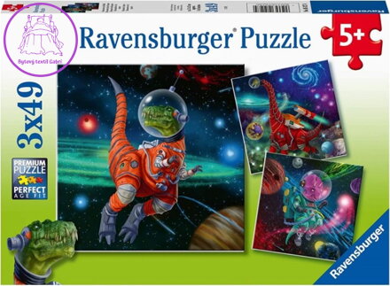 RAVENSBURGER Puzzle Dinosauři ve vesmíru 3x49 dílků