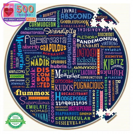 EEBOO Kulaté puzzle 100 skvělých slov 500 dílků