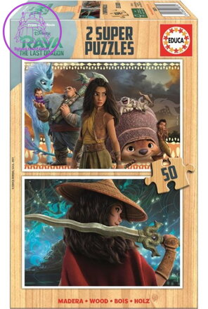 EDUCA Dřevěné puzzle Raya a drak 2x50 dílků