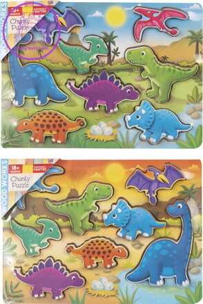 Dřevěná vkládačka Dinosauři 1ks (mix)