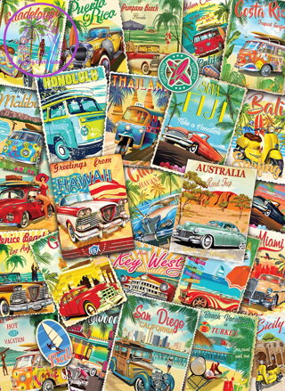 EUROGRAPHICS Puzzle Retro cestovatelská koláž 1000 dílků