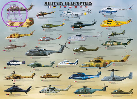 EUROGRAPHICS Puzzle Vojenské helikoptéry XL 500 dílků