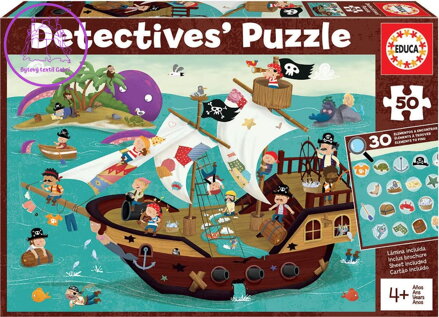 EDUCA Detektivní puzzle Pirátská loď 50 dílků