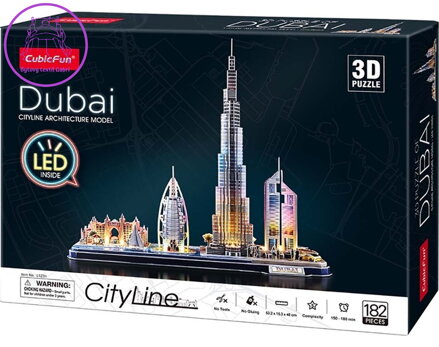 CUBICFUN Svítící 3D puzzle CityLine panorama: Dubaj 182 dílků
