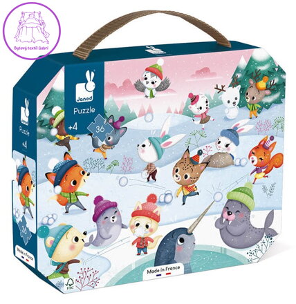 JANOD Puzzle v kufříku Party na sněhu 36 dílků
