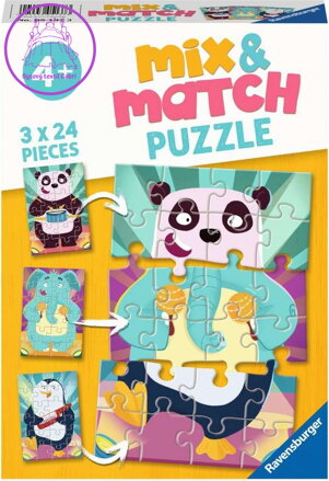 RAVENSBURGER Puzzle Mix&Match: Legrační zvířátka 3x24 dílků